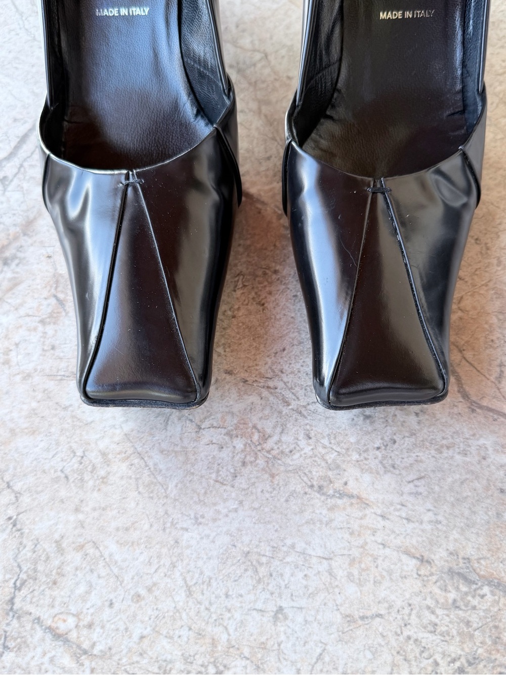 Archival PRADA F/W 1999 Black Patent Leather Square Toe Center Seam Heels Pumps - Picture 4 of 11
